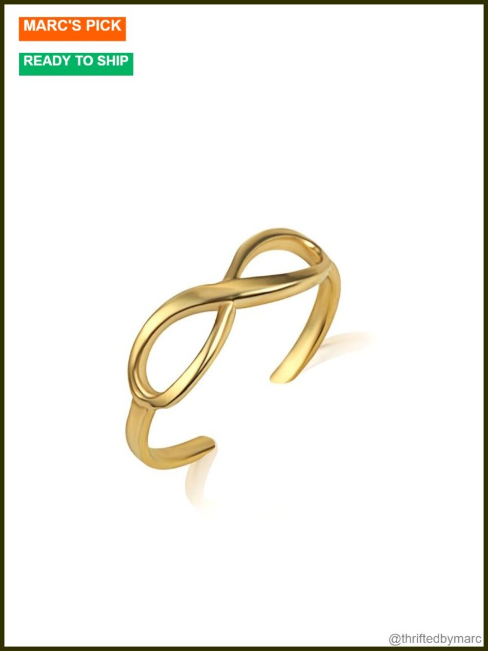 Solid Gold Infinity Toe Ring 10K 14K Handcrafted